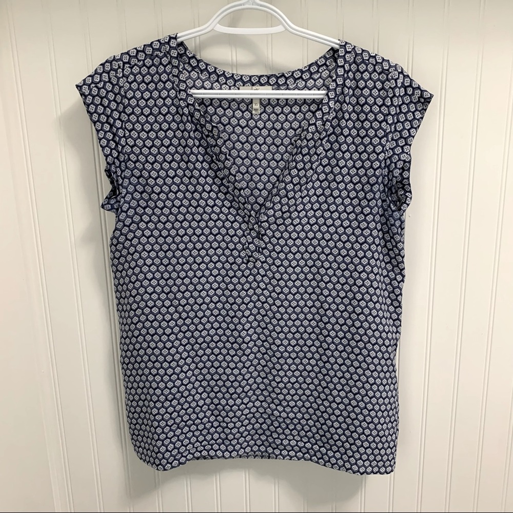 Joie Blue Patterned Silk Blouse